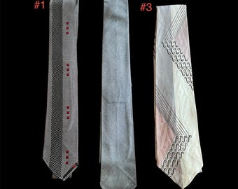 Vintage Silk Tie Collection in Shades of Gray - Sold by Piece or Lot - circa 1940s to 1970s