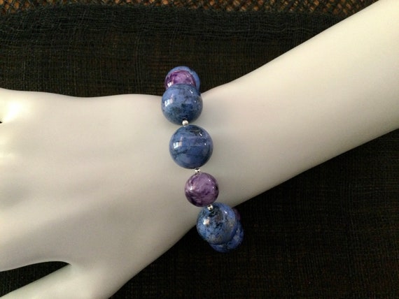 Dumortierite & Charoite with Sterling Silver Bead… - image 1