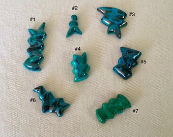 Fancy Carved Chrysocolla w Malachite & Tenorite Cabs - By Piece or Lot - c 481 tcw - Great For Wire Wrapping - Natural Cab Collection