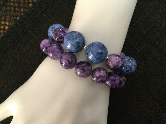 Dumortierite & Charoite with Sterling Silver Bead… - image 4