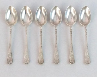 Sheffield Silverplate Demitasse Spoons - Set of 6 - Hallmarks for 1906 and 1907 -  circa 85 grams total - Espresso Cappucino