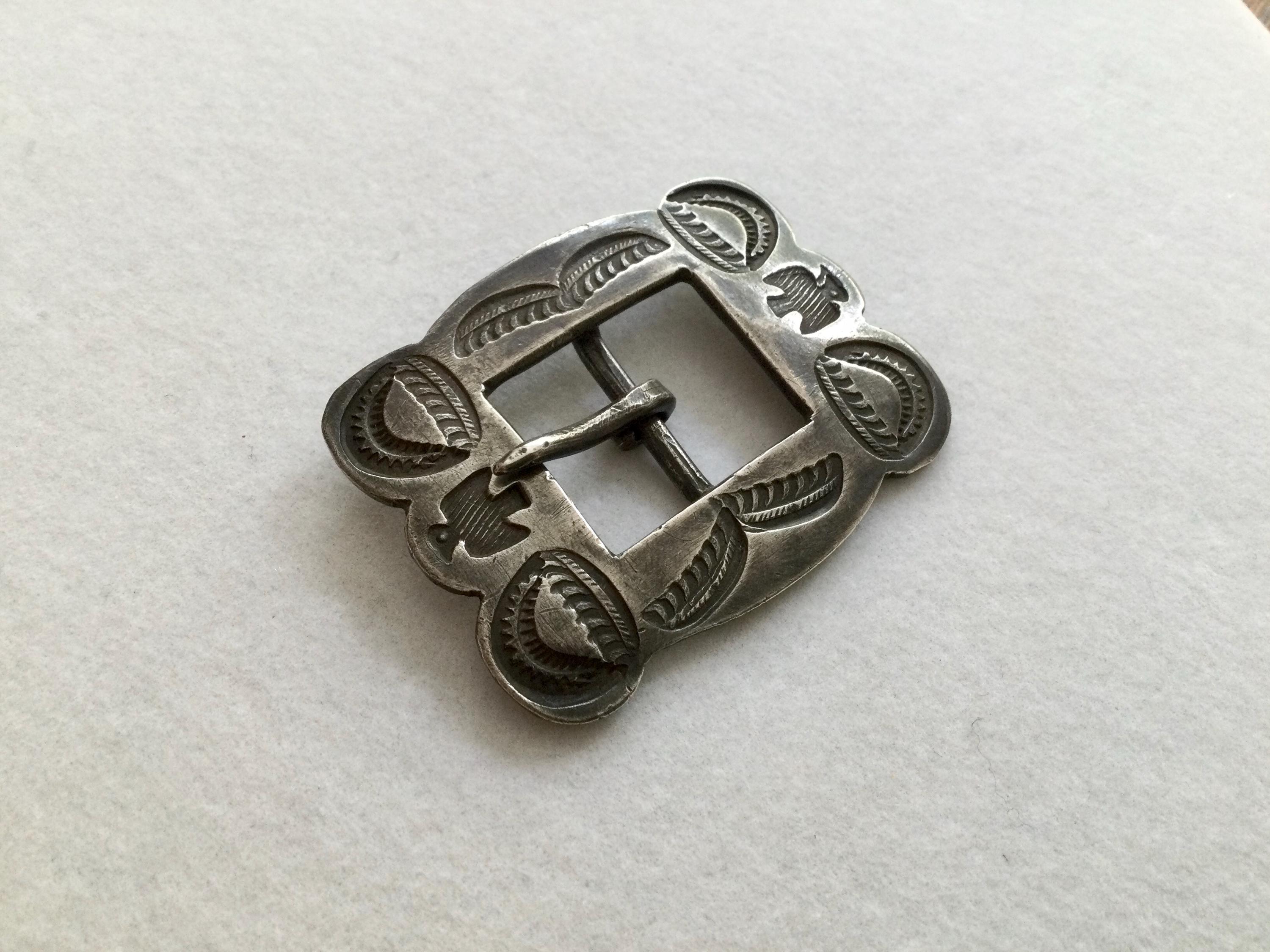 Fred Harvey Era Hand Wrought Sterling Silver Belt Buckle - C