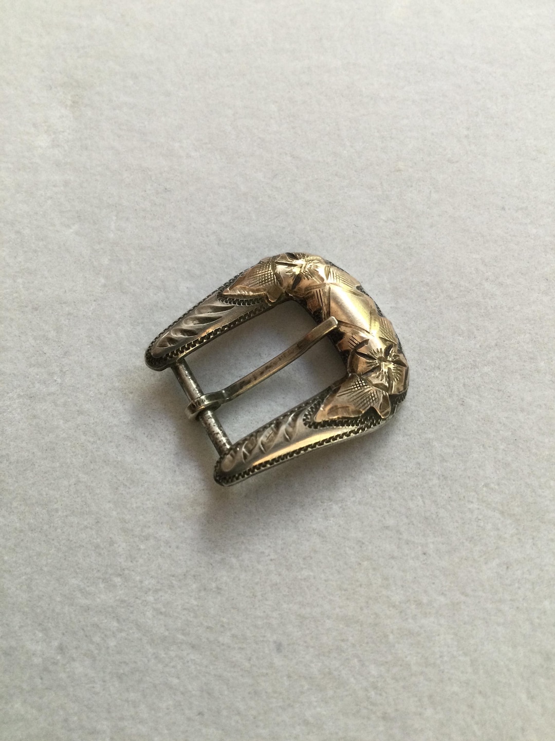 Vintage Diamond Ranger Hatband Buckle - Sterling and 10K Rose Gold - c 2.9 grams Vintage Diamond Ranger Hatband Buckle - Sterling and 10K  main image 2