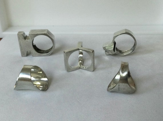 Mid Century Modern Sterling Silver Unisex Style Rings - Variety of Shapes and Sizes - Sold by Lot or Piece - Juli Guasch - Spain - Sze. 5 View 4