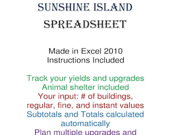 The Unofficial Sunshine Island Spreadsheet