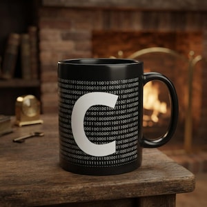 Custom Binary Code Black Coffee Mug | Programmer Software Engineer Gift | 11oz  15oz Ceramic Cup