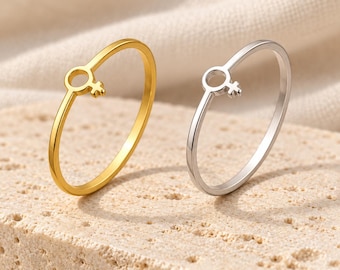 Bague fine symbole de genre – Dorée ou argentée, 4 modèles, tailles 7 à 11