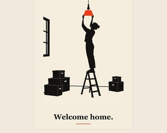 Printable New Home Card, Housewarming Greeting, Minimalist AI Art (Digital Download)