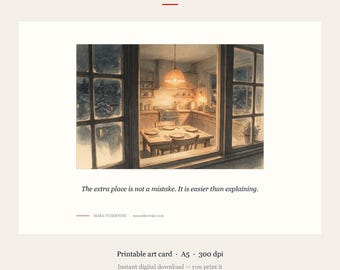 Printable Kitchen Art Card, Table Laid for One More, AI Generated A5 Download