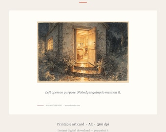 Welcome Home Card, Lit Doorway Illustration, A5 Digital Download
