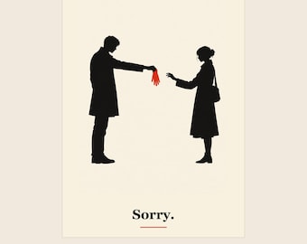 Printable Sorry Card, Minimalist Silhouette Apology Card, AI Art, Instant Download (5x7, A5, A6)
