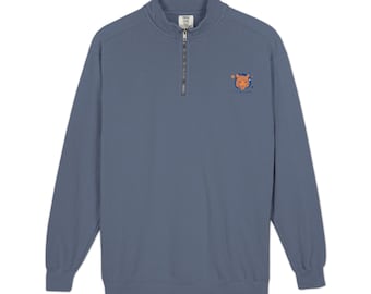 Unisex garment-dyed quarter-zip sweatshirt