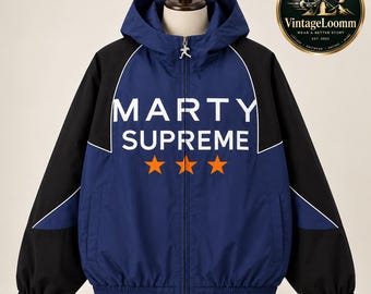 Giacca ispirata a Marty Supreme, giacca a vento con cappuccio unisex, cappotto invernale streetwear, giacca con zip