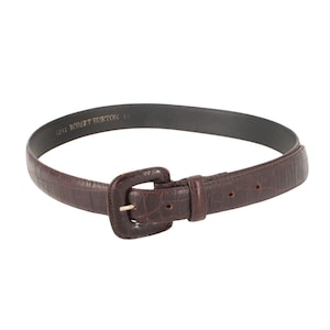 Vintage 90er ROBERT BURTON Ledergürtel / Gürtel mit Reptilprägung / Schokobraun / Australien