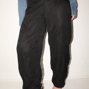 vintage GIORGIO ARMANI pants / embroidered chiffon / semi-sheer / floral / wool blend / high waisted / Italy