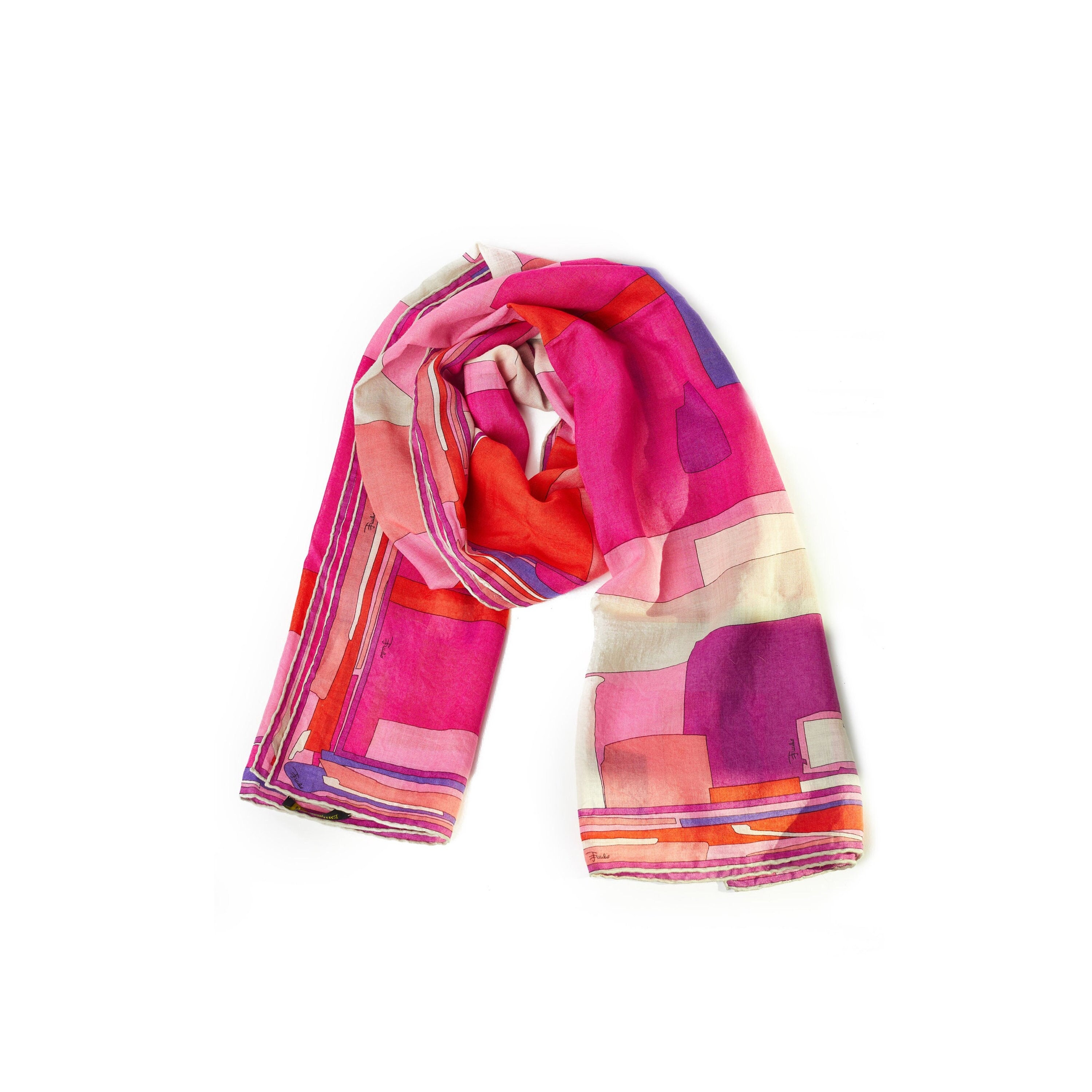 Emilio Pucci scarf silk 65cm 25″ Scarf Pucci pattern Purple Yellow