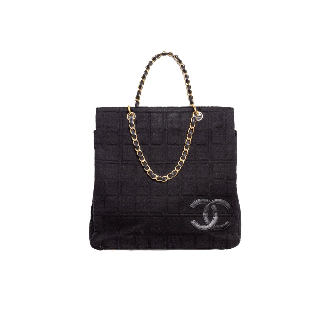 Vintage CHANEL Quilted Jersey Chocolate Bar Bag / Double CC