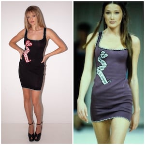 ヴィンテージ 90's AZZEDINE ALAÏA 'Mon Coeur Est À Papa' ドレス / SS 1992 ランウェイ / スカラップ裾 / 博物館価値 / ナオミ キャンベル / フランス