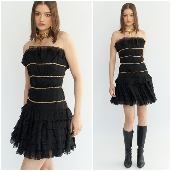 Buy Vintage CHANEL S/S 1988 Cocktail Dress / Silk Chiffon Pleats & Online  in India 