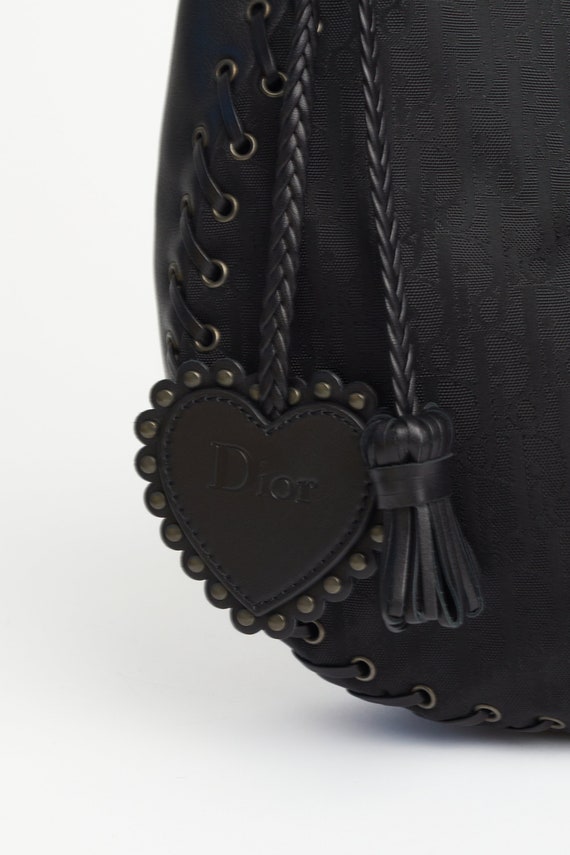 Christian Dior 2019 Diorodeo Small Hobo Shoulder Bag Embroidered Black  Leather