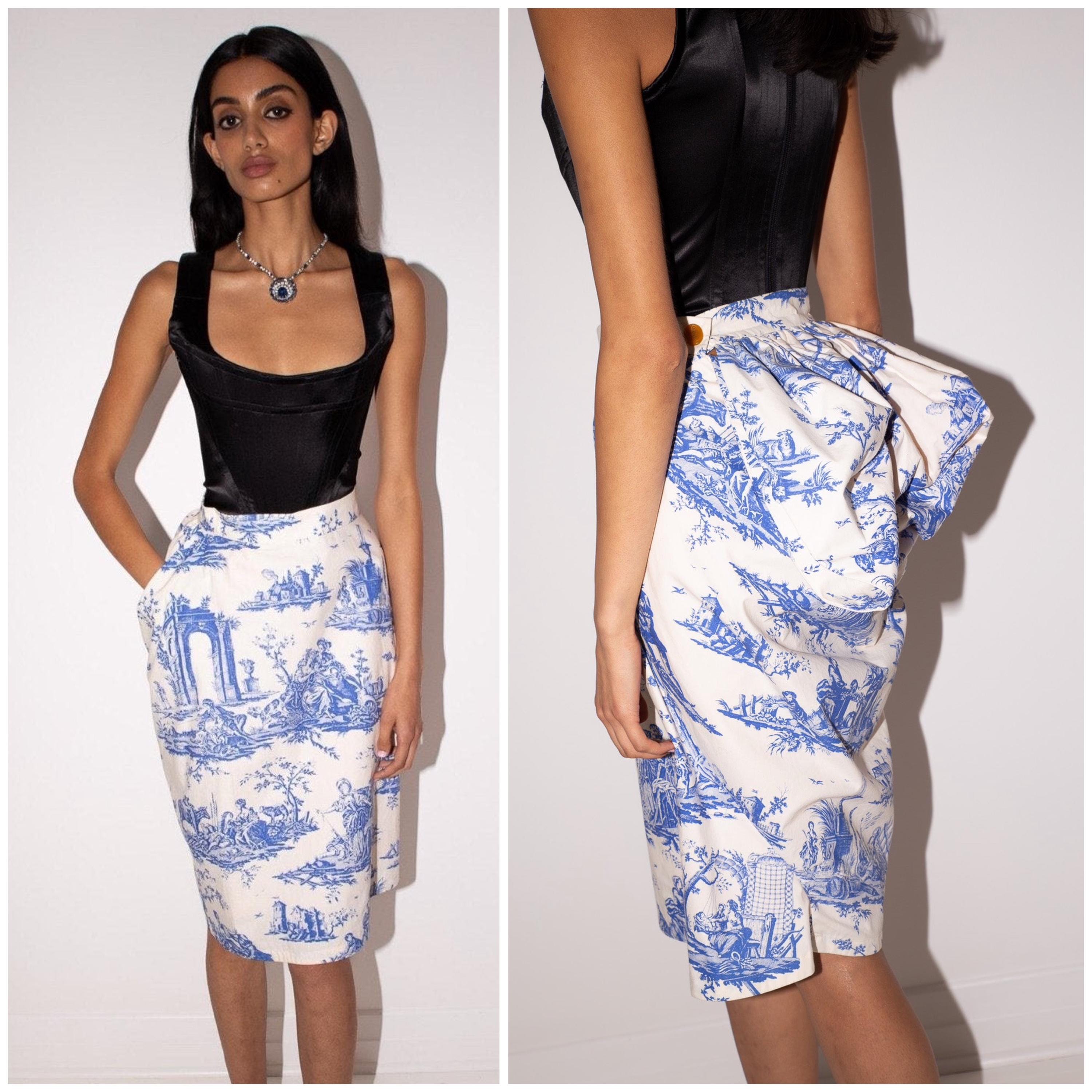 スカート VIVIENNE WESTWOOD COTTON SUNSHINE SKIRT blue-knockout-midi-skirt.jpg