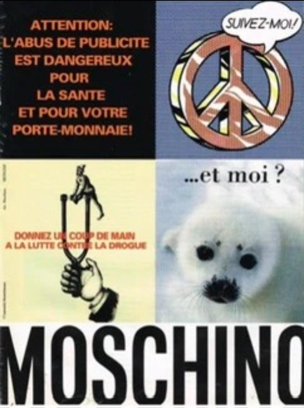 Vintage 1992 MOSCHINO Graphic Print Logo Jeans / Patchwork