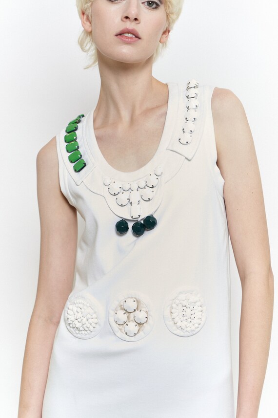 Vintage Y2K PRADA Shift Dress / Runway / Heavily Beaded