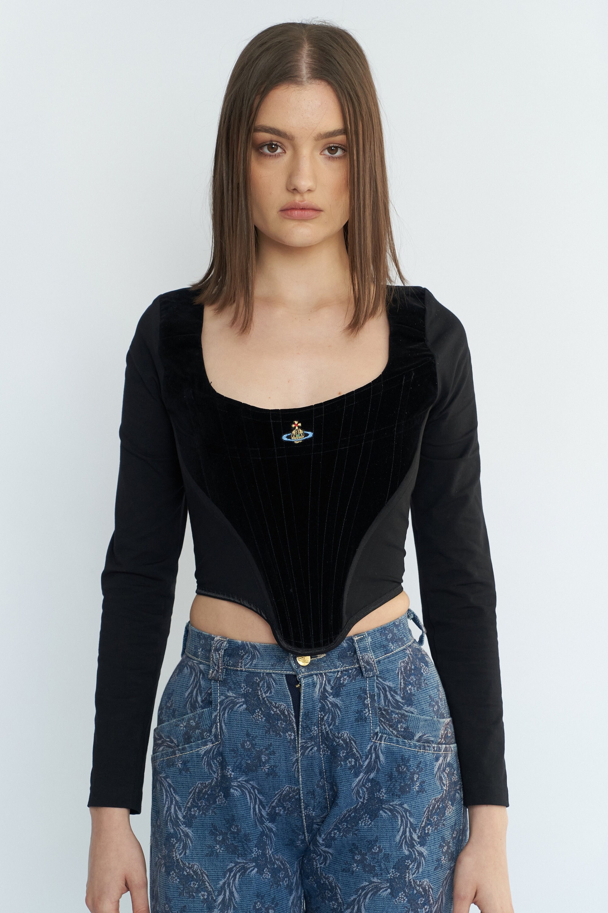 上品 WESTWOOD VIVIENNE 90's Vintage Velvet Logo Orb / Corset スカート