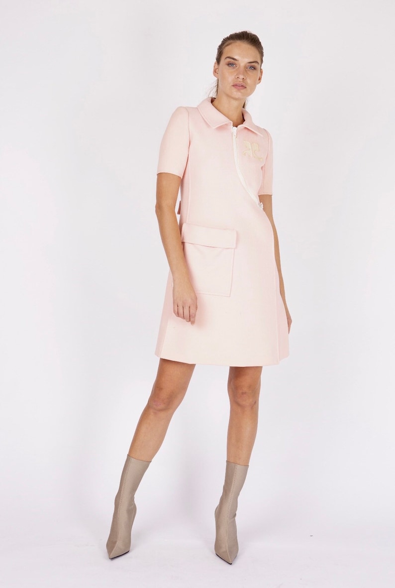 vintage 60's COURREGES PARIS Couture numbered logo dress image 6