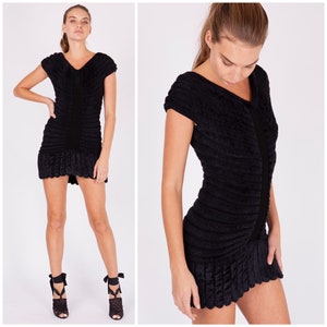 AZZEDINE ALAIA ヴィンテージ 1994 90年代 シェニールストレッチニット ミニウーペットドレス - 博物館所蔵