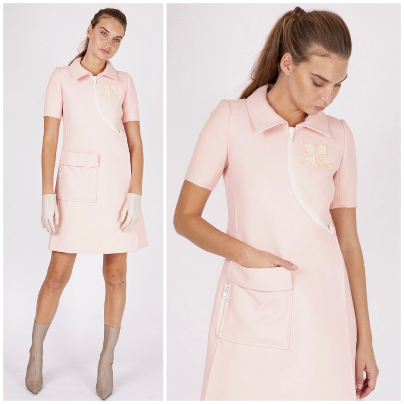vintage 60's COURREGES PARIS Couture numbered logo dress image 1