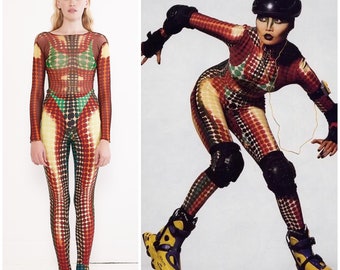 vintage 90's JPG Jean Paul GAULTIER Cyber dots two piece set / FW 1995 / runway / museum piece / Kim Kardashian / Mad Max / Vasarely