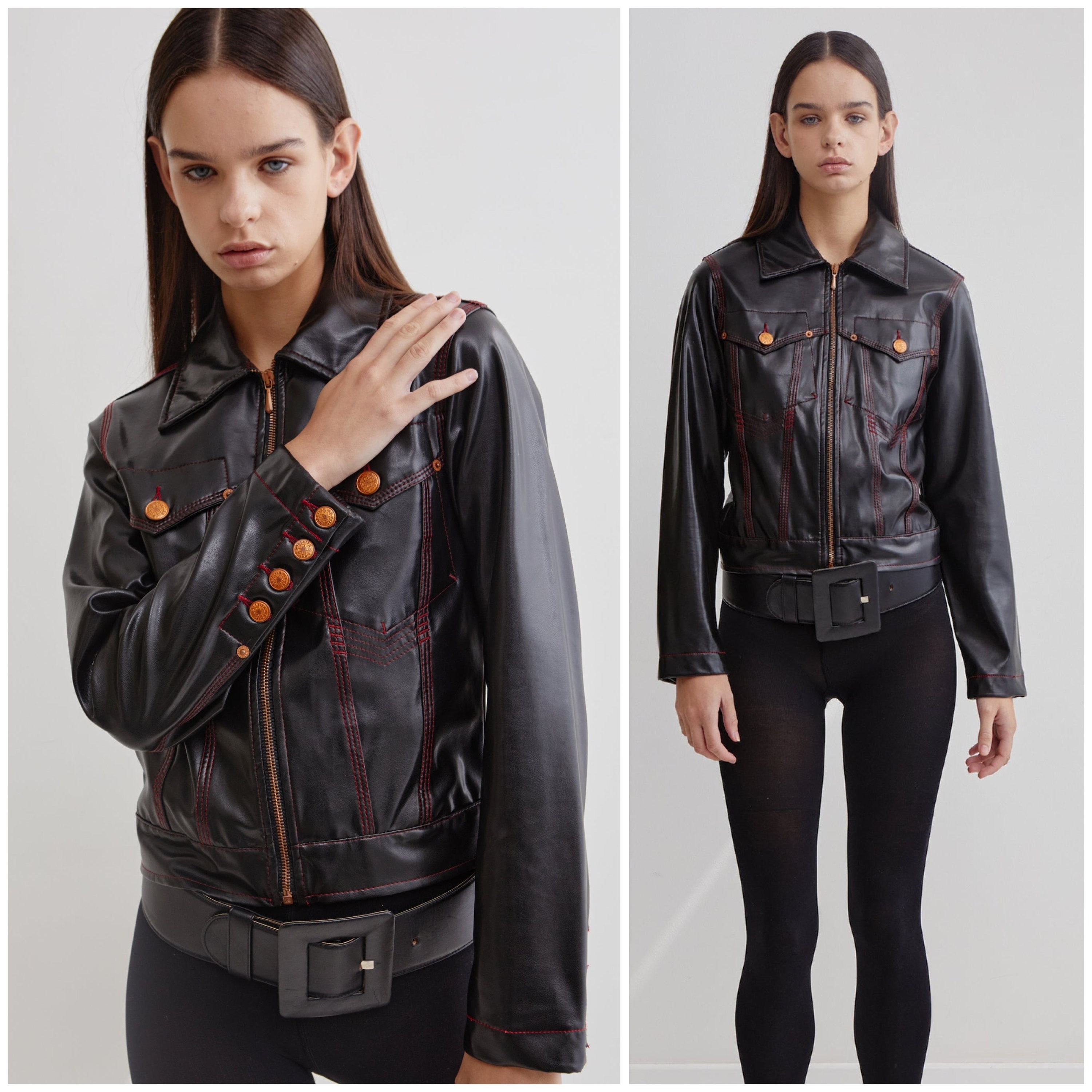 Jean Paul Gaultier 90s High style Leather Moto Jacket