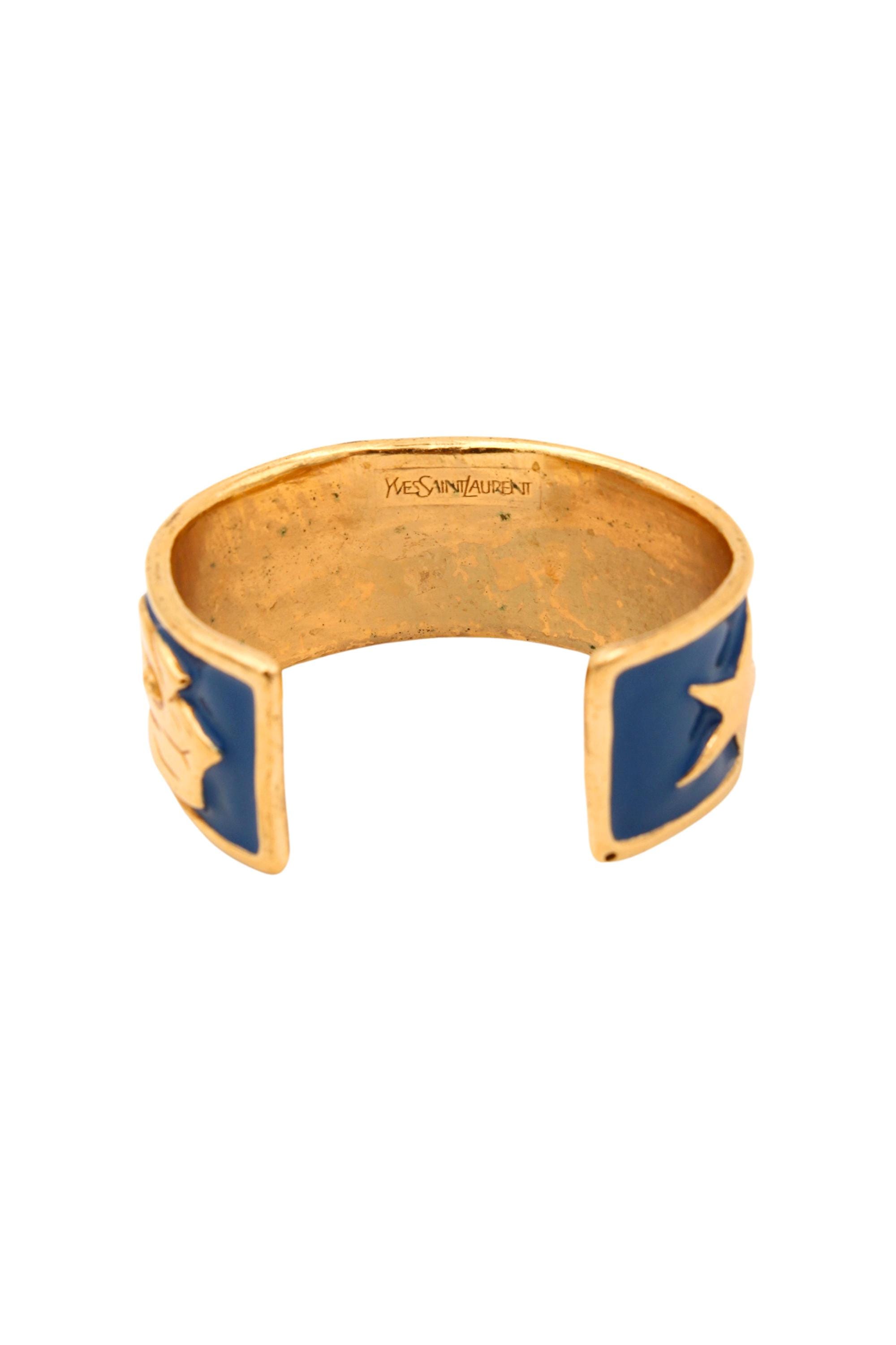 Vintage 80's Yves SAINT LAURENT Bangle / YSL Logo / Gold