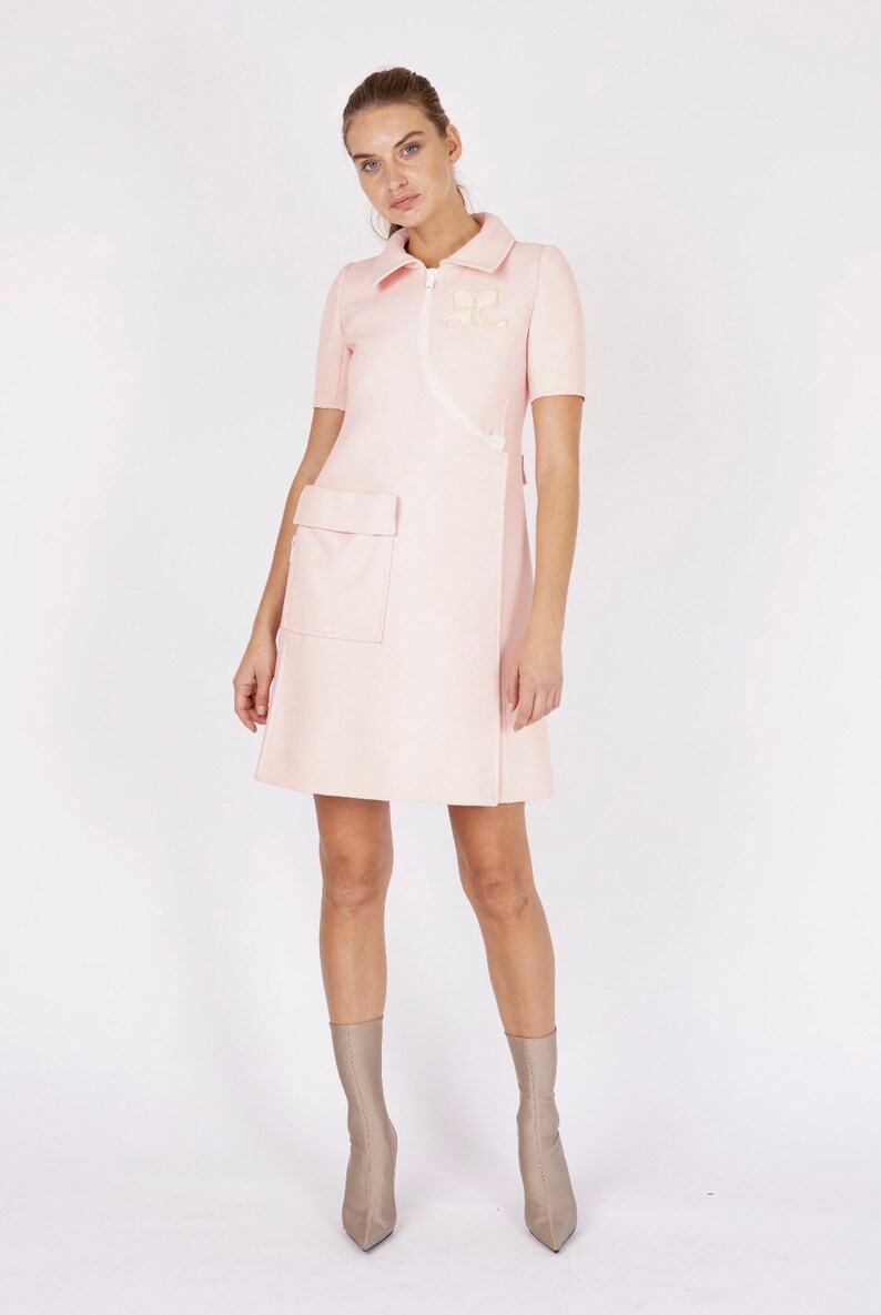 vintage 60's COURREGES PARIS Couture numbered logo dress image 2
