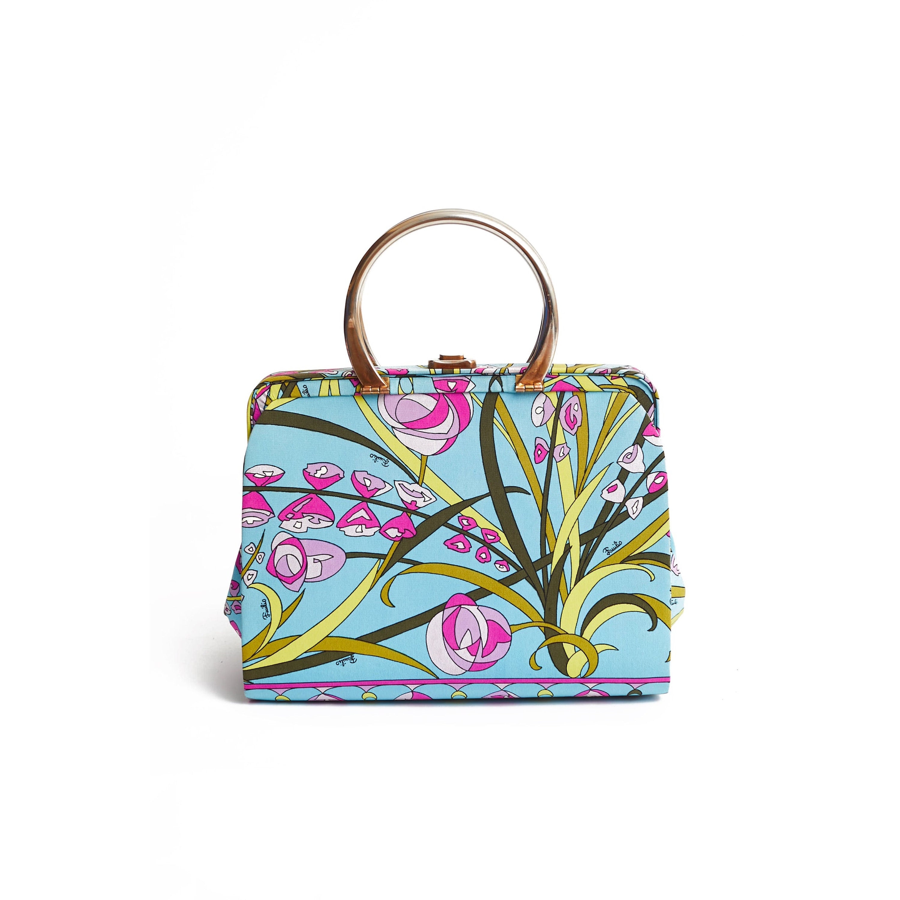 Vintage 60's EMILIO PUCCI Silk Bag / Signed EP Print / Gold Vintage 60's EMILIO PUCCI Silk Bag / Signed EP Print / Gold