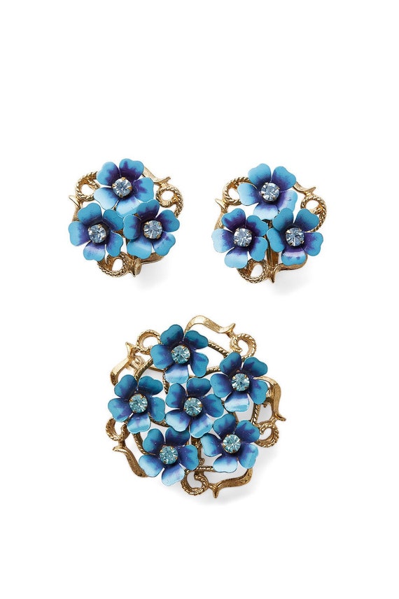 Vintage 50s/60s AVON floral flower enamel crystal