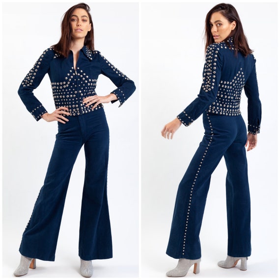 iconic vintage 70's RONCELLI studded suit / flared
