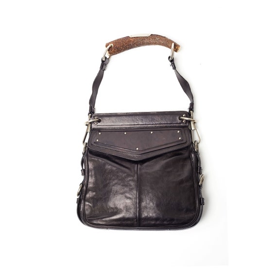 YSL Yves Saint Laurent Rive Gauche Mombasa Handbag Black Leather