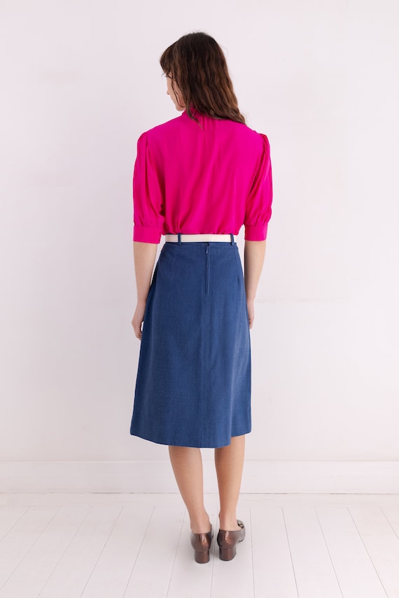 vintage 70's CELINE PARIS A-line skirt / indigo d… - image 5