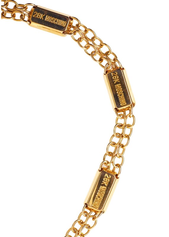 Vintage 90's MOSCHINO Chain Belt / 28K Gold Bar Charms