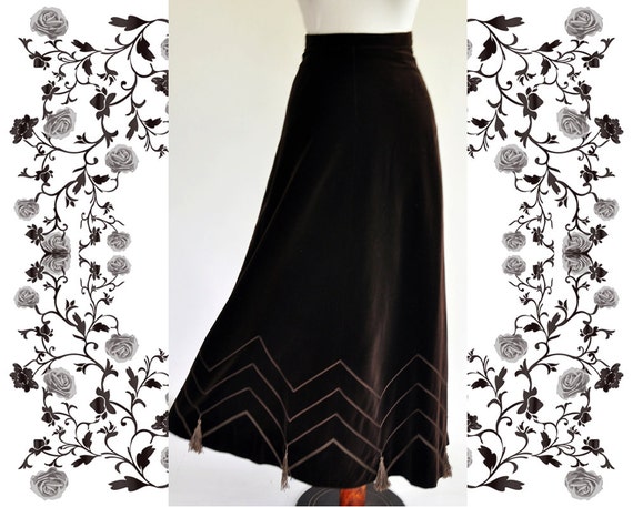 1970's Vintage "Lucie Linden" Maxi Velvet Skirt