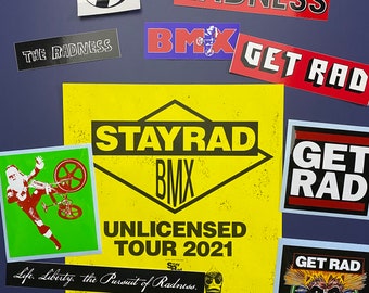 RAD sticker sets: 9 + decals BMX, skate, punk, Santa Claus, stokeage!