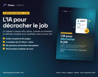 AI Job Search Kit in French | 4 Word CV Templates, Cover Letter, 60 Interview Questions, 150 ChatGPT Prompts | PDF