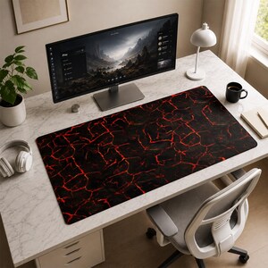 Lava Mouse Pad Molten Rock - Volcanic Desk Mat, Large Gaming Mousepad