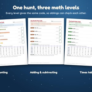 Christmas Treasure Hunt with Math for Kids 4-10, Printable Christmas Morning Scavenger Hunt Riddles, Secret Code Gift Reveal Game image 3