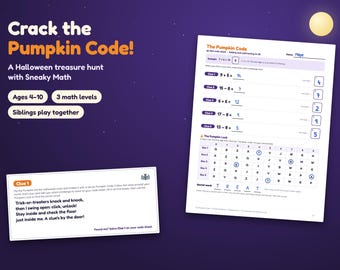 Halloween Scavenger Hunt with Math for Kids 4-10, Printable Treasure Hunt Riddles, Secret Code Game