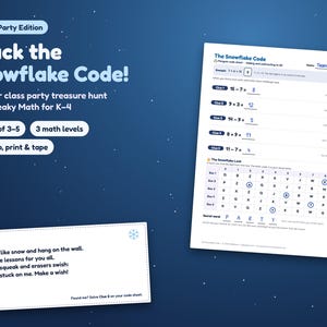 Winterliches Klassenspiel, Mathe-Schatzsuche für Kindergarten bis 4. Klasse, druckbare Team-Schnitzeljagd mit Geheimcode Bild 1