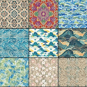 Motivi senza soluzione di continuità di arte coreana - 20 stampe tradizionali coreane allover / Download immediato