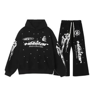 Hellstar Vintage Racer Tracksuit, Unisex Streetwear Set, Racing Hoodie & Joggers, Vintage Graphic Matching Set